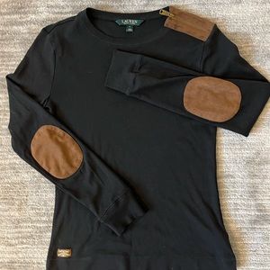 Polo Ralph Lauren long sleeve cozy cotton shirt with zip and leather detail